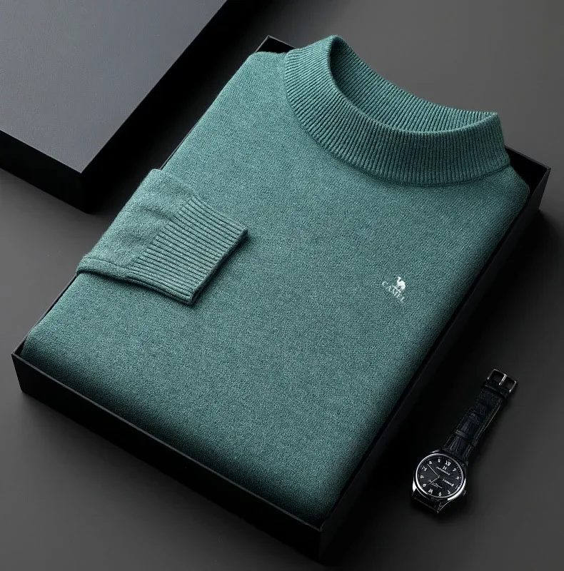 Осенне-зимний вязаный свитер мужской 2024 новый пуловер однотонная рубашка