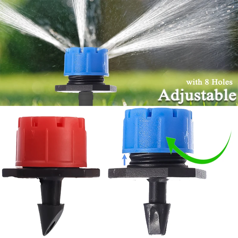 

25PCS Adjustable Irrigation Drippers Sprinklers 8 Holes 1/4'' Garden Micro Irrigation Watering System Emitter Nozzle Greenhouse