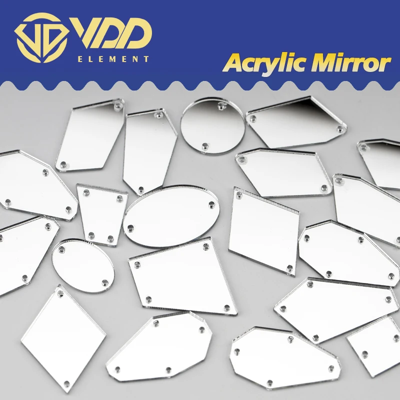 VDD 60/200Pcs Mix Size White Acrylic Mirror Sewing Rhinestones Sew On DIY Crafts Flat Back Sewing Stones For Garment Decorations