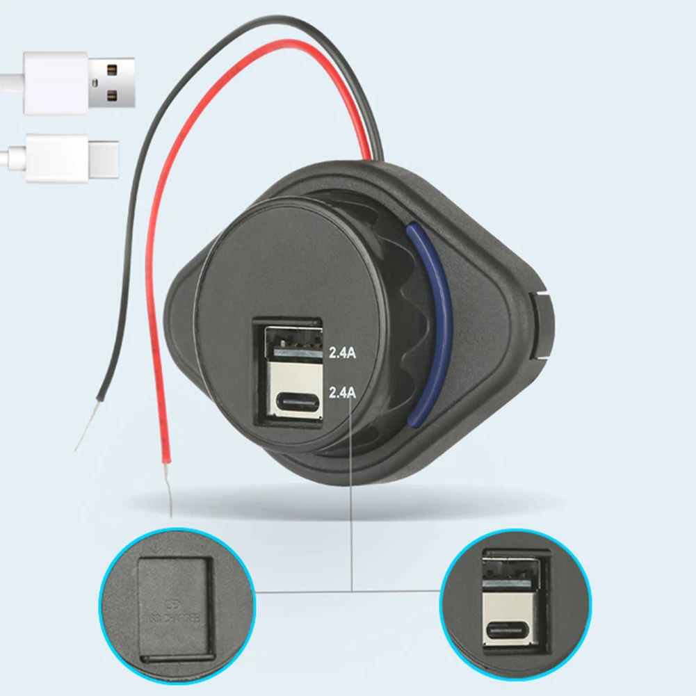 

Зарядное устройство USB PD с розеткой, адаптер для зарядного устройства, розетка питания 4,8 A для 12 В Авто мотоциклетные адаптеры