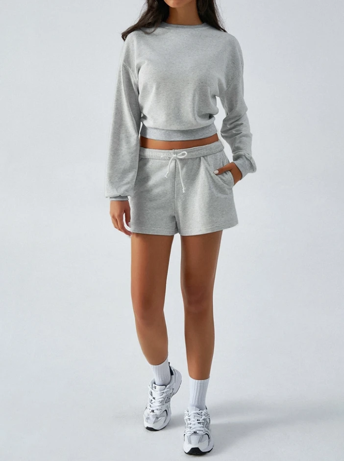 Athleisure комплекты из 2 предметов женский наряд серый пуловер с круглым вырезом