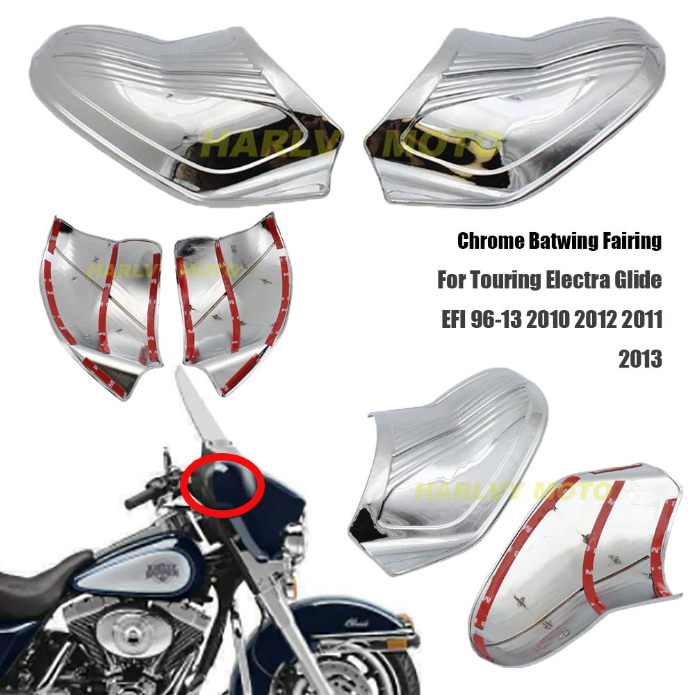 

Chrome Batwing Inner Fairing Covers for Touring Electra Glide EFI 96-13 2010 2012 2011 2013