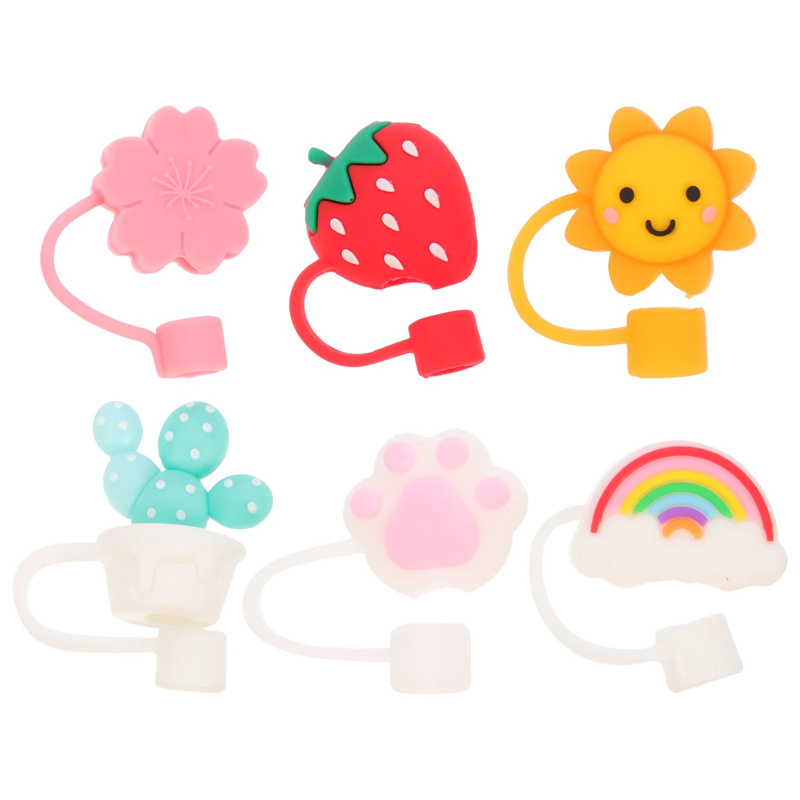 

6 Pcs Anti-dust Straw Accessories Stylish Lovely Straw Covers Silicone Plugs