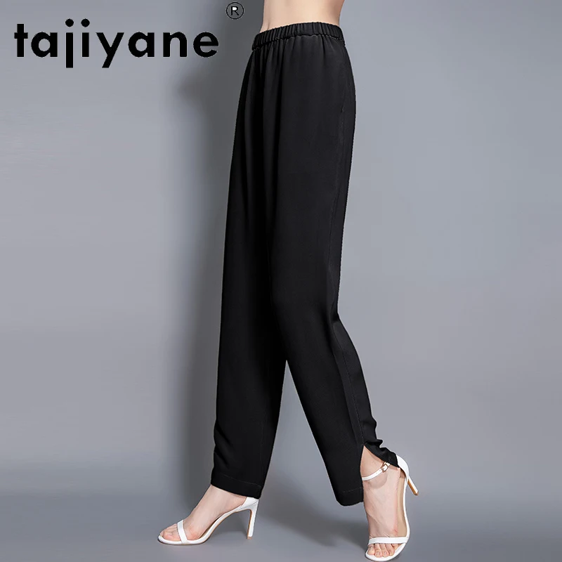 Tajiyane High-end Silk Mulberry Silk Women's Pants 2022 Spring New High Waist  Pants Drape Loose Black Women’s Trousers FCY126