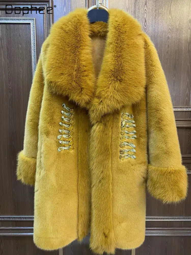 

Winter Double Face Wool Leather Warm Faux Fur Jacket Trendy 2022 New Women's Leisure Fashion Long Sleeve Fur Coats for Women