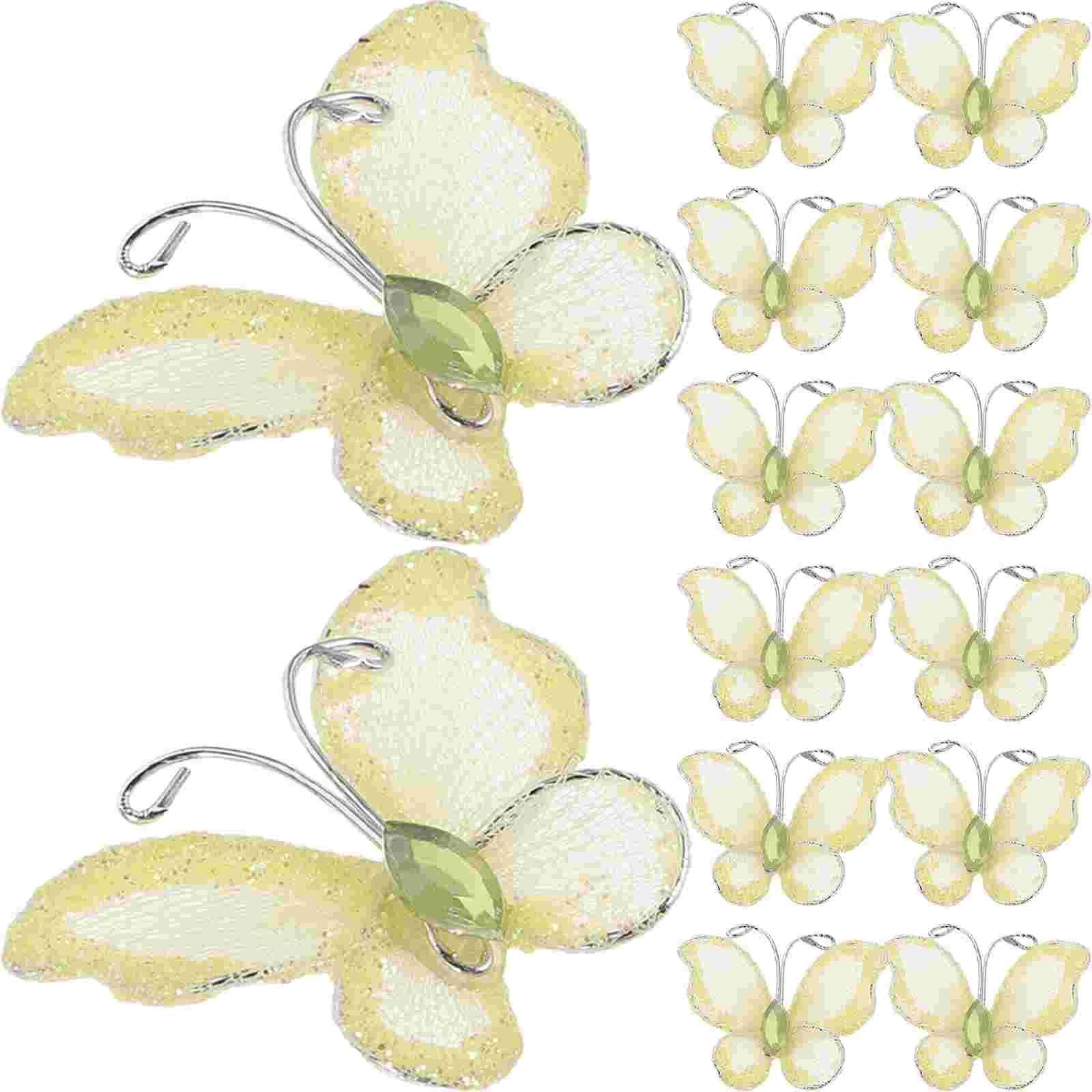 50 шт. прозрачная сетка блестящая проволока (желтая) проводная бабочка