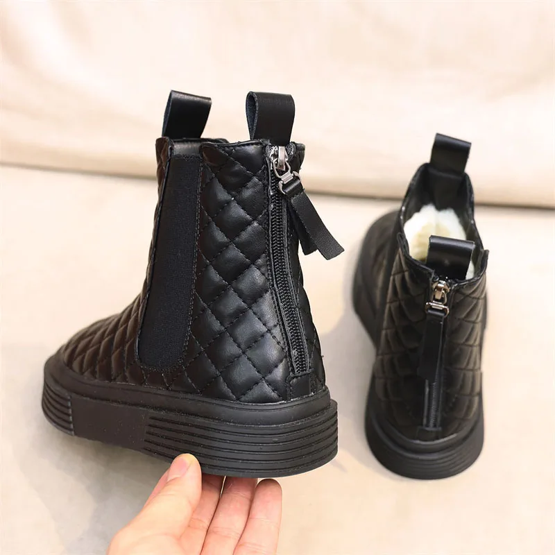 Ботильоны женские зимние на платформе теплые плюшевые ботинки челси модные