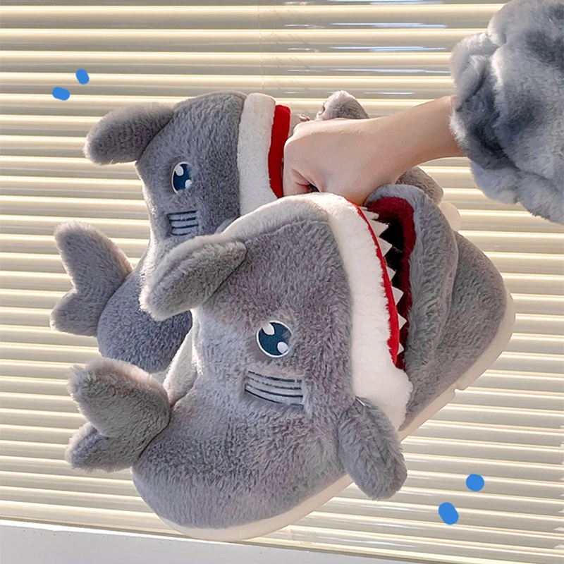 Забавная обувь с изображением акулы для девочек милые домашние тапочки