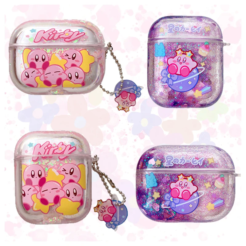 

Kawaii Мультфильм зыбучий песок блестки AirPods чехол звезды Kirby аниме Bluetooth чехол для наушников креативная коробка для наушников подарок для деву...