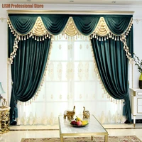 palace luxury elegant curtains for living room dining bedroom european style matte velvet cloth high shading hotel curtains