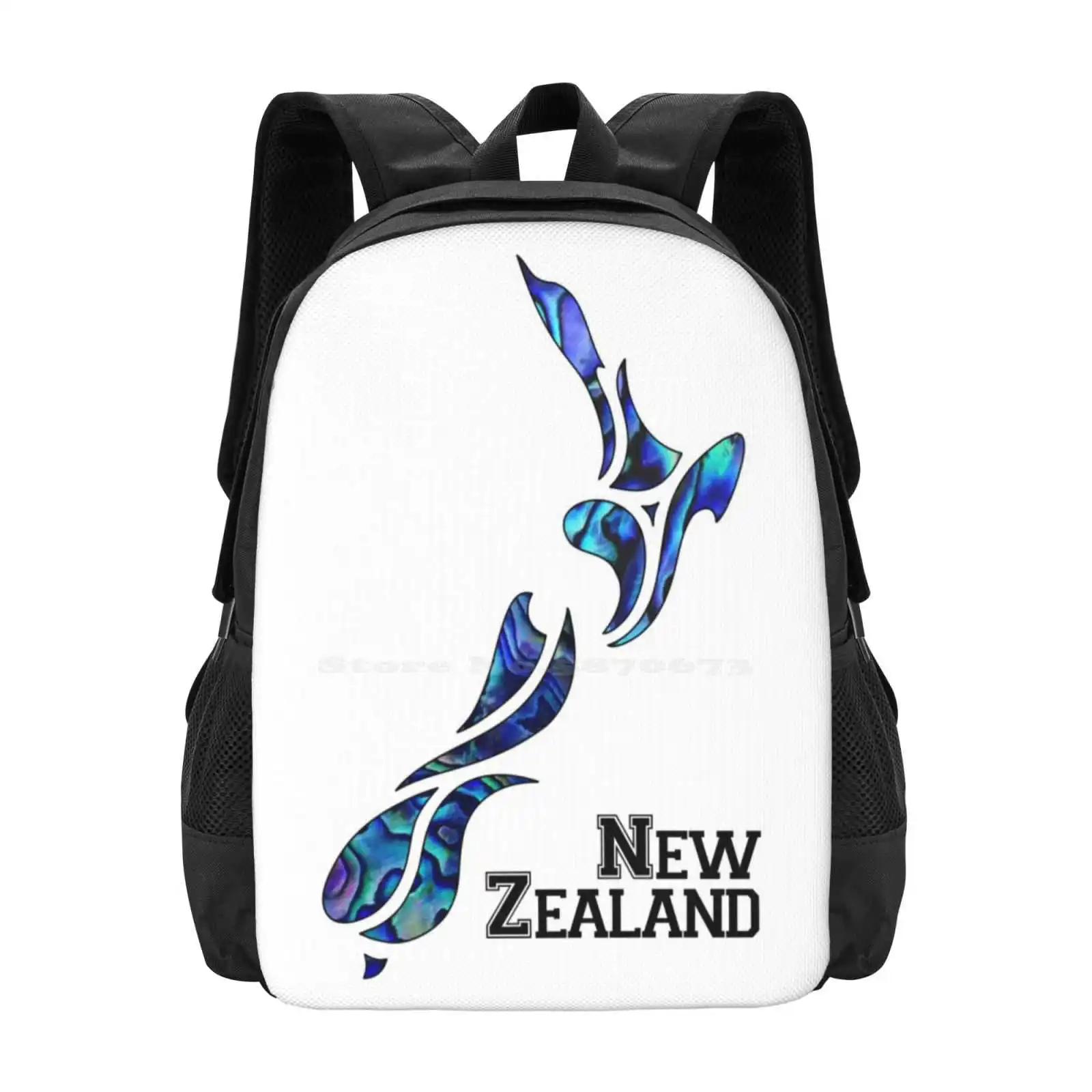 

Fluid New Zealand Bag Backpack For Men Women Girls Teenage New Zealand Kiwi Nz Paua Aotearoa Map Scanlon Fluid Wellington