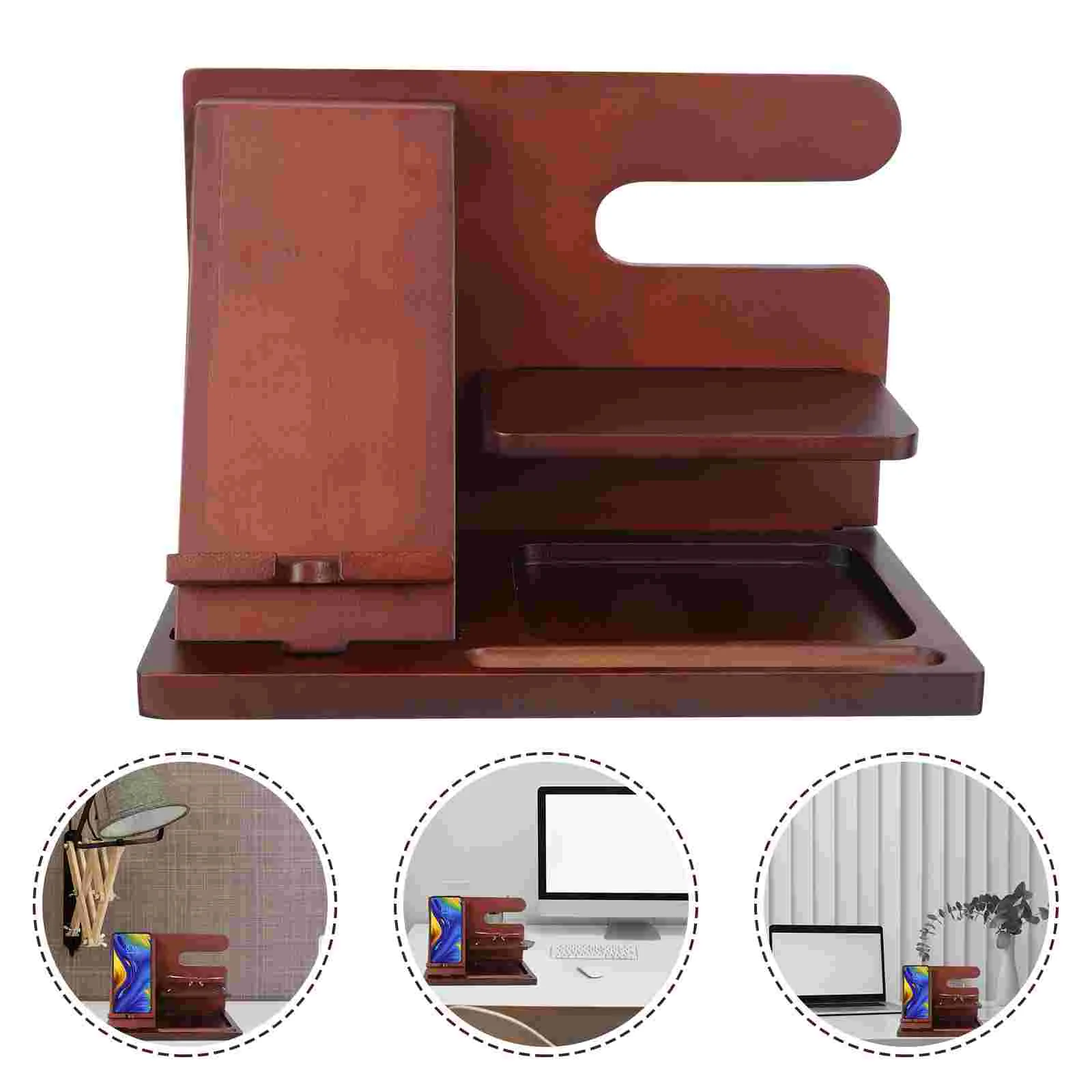 

Cell Phone Stand Wooden Phone Holder Desktop Eyeglasses Storage Bracket