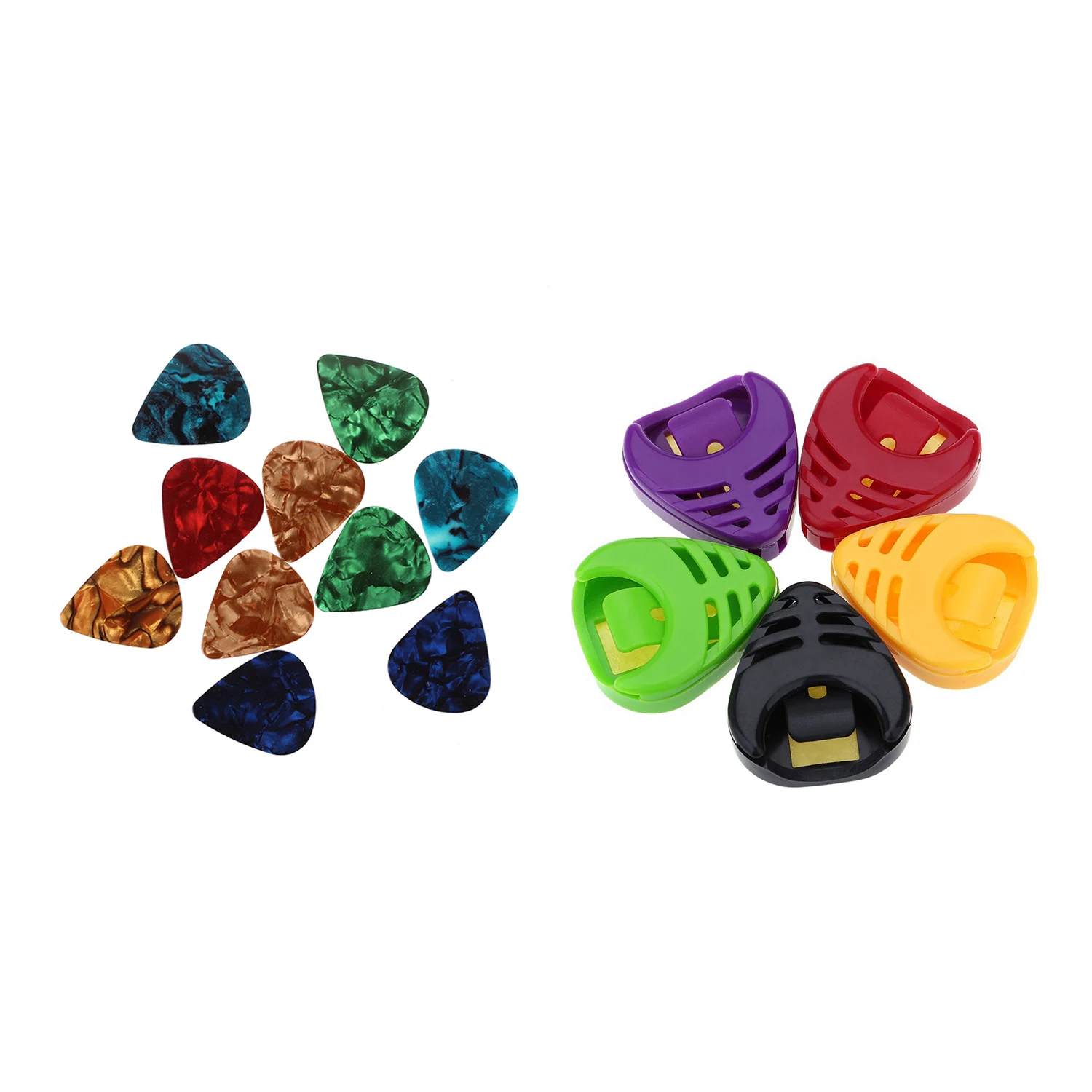 

15 Pcs Guitar Pick: 10 Pcs Stylish Colorful Celluloid Guitar Pick 0.71Mm & 5 Pcs Plastic Heart-Shaped Guitar Pick Plectrum Holde