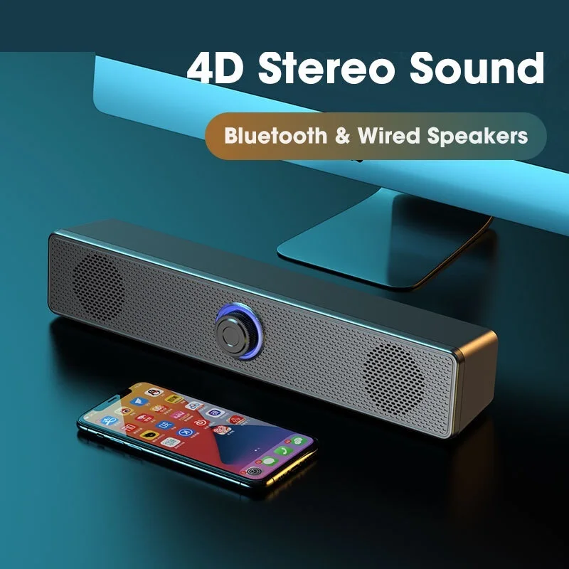 Новая Bluetooth-Колонка 4D Surround Soundbar компьютерные колонки s проводной стерео сабвуфер