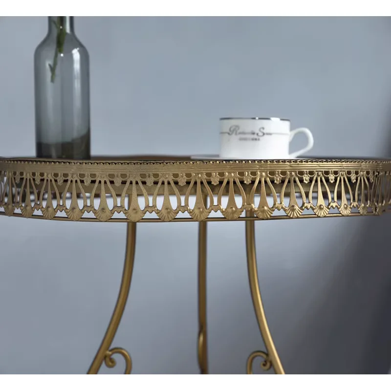 Круглый металлический античный диван-кровать боковой чайный журнальный столик