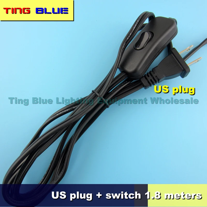

US standard flat plug switch line table lamp power cord switch line floor lamp 303 switch line lamp electrical switch line 1.8m