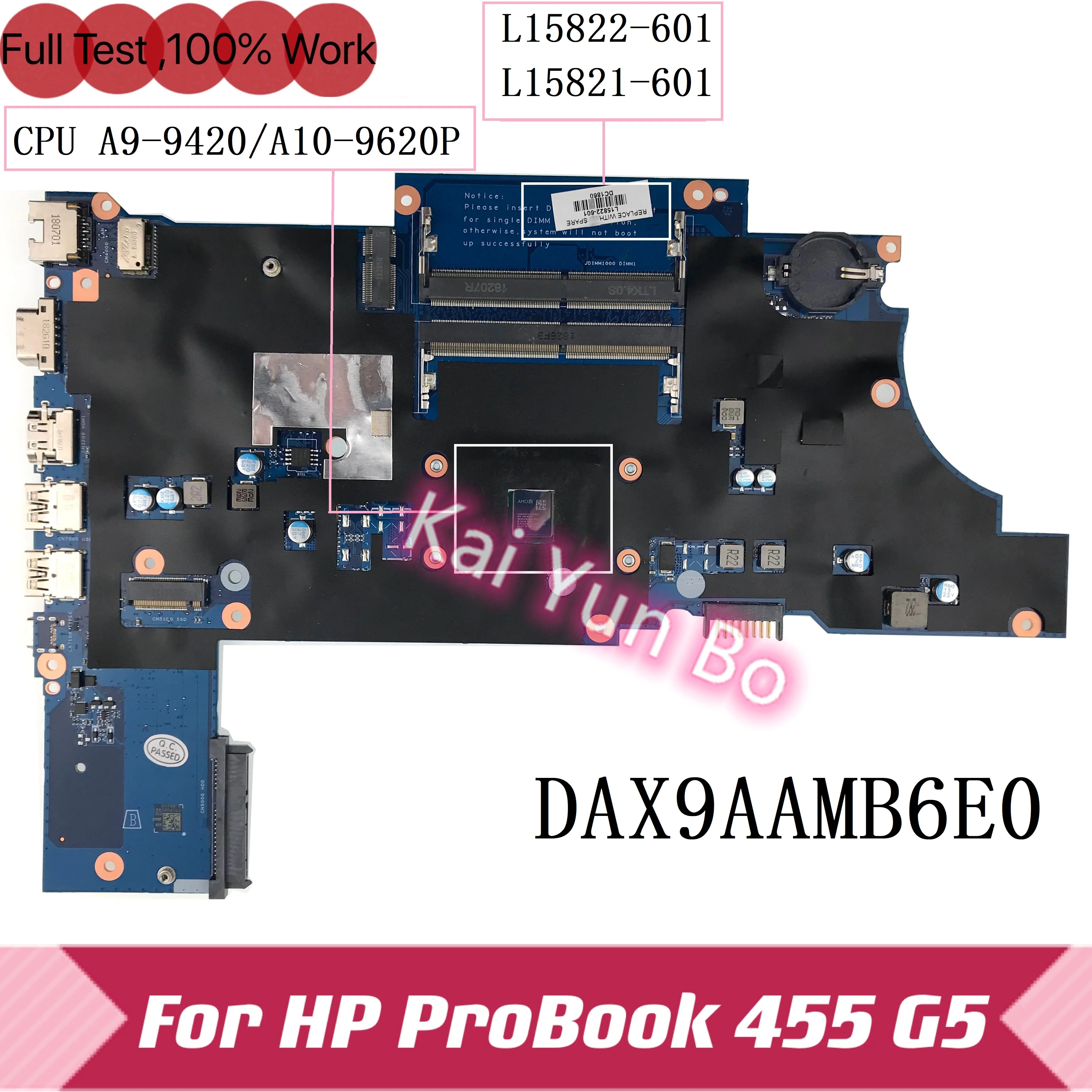 

Материнская плата для ноутбука HP ProBook 455 G5 L15822-001 L15822-501 L15821-601 L15821-001 DAX9AAMB6E0 L15822-601 W A9-9420 A10-9620P