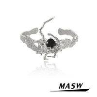 masw original design cool spider bracelet 2022 new trend high quality brass thick silver plated women cufff bracelet jewelry