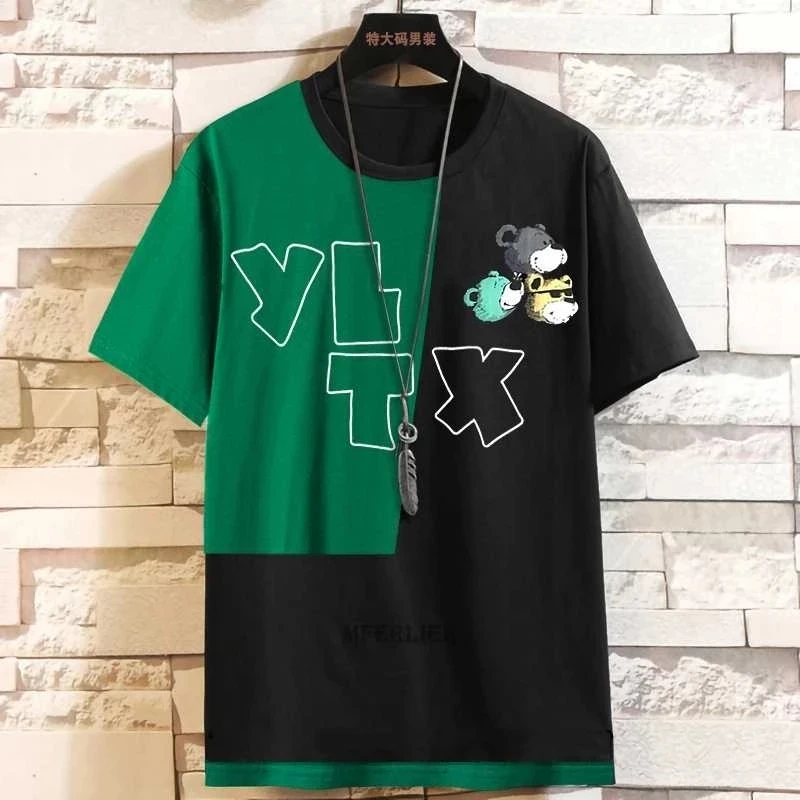 

Летняя мужская футболка с надписью шикарное лоскутное, хлопковые футболки с коротким рукавом в стиле хип-хоп, Мультяшные размера плюс 9XL 10XL, топы в стиле high street