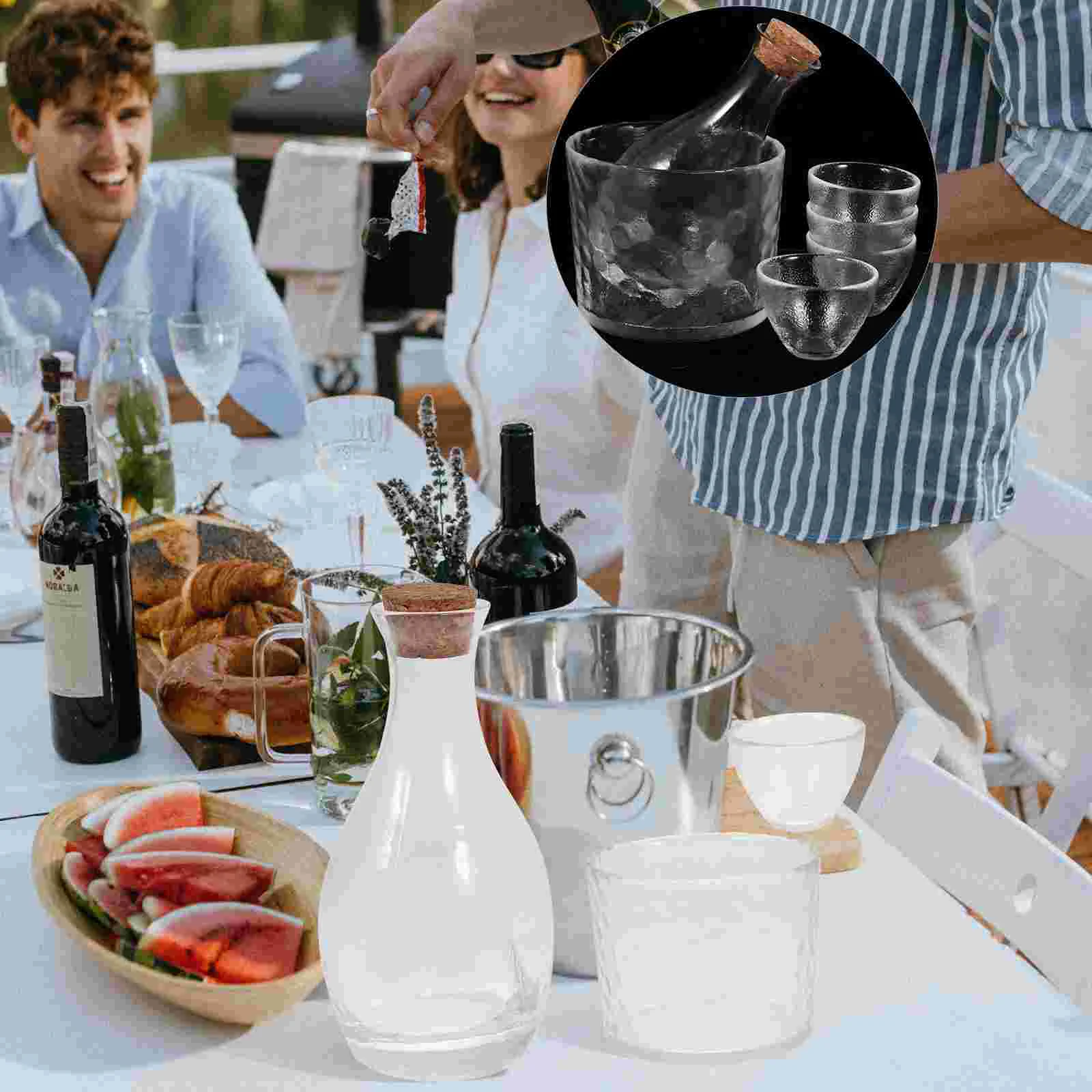 

Sake Cupcups Japanese Teaset Drinking Serving Pot Mug Bottle Clearwater Flower Tokkuri Kungfu Chinese Mini Glasssake Coffee