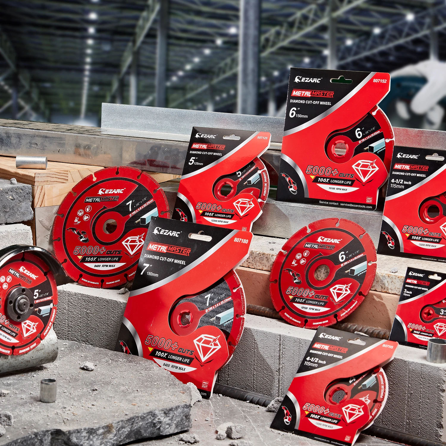 Режущее колесо EZARC Tools алмазная кромка 5 дюймов (125 мм) 6 (150 7 (180 металлическое
