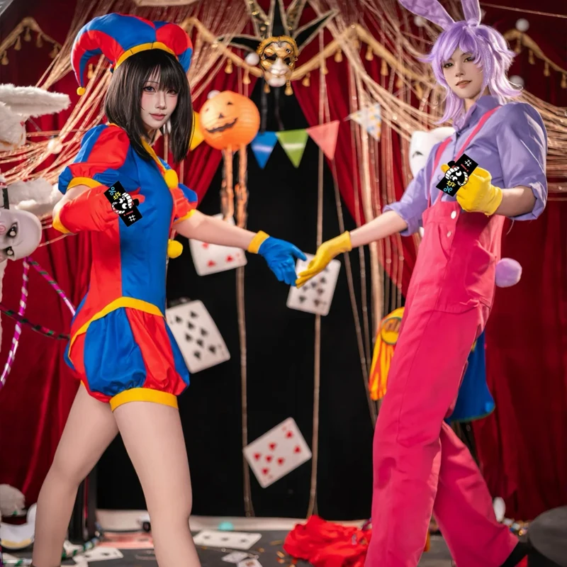 Фото Костюм для косплея Помни из Digital Circus, наряд шутника, аниме-костюм для ролевых игр на Хэллоуин, карнавал, вечеринку, Комик-Кон №3