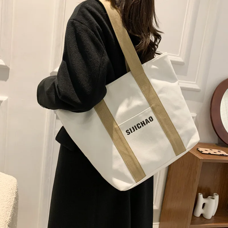 

Холщовая Повседневная Сумка-тоут для женщин, вместительная дизайнерская модная дамская сумочка на плечо для покупок и путешествий, для тор...