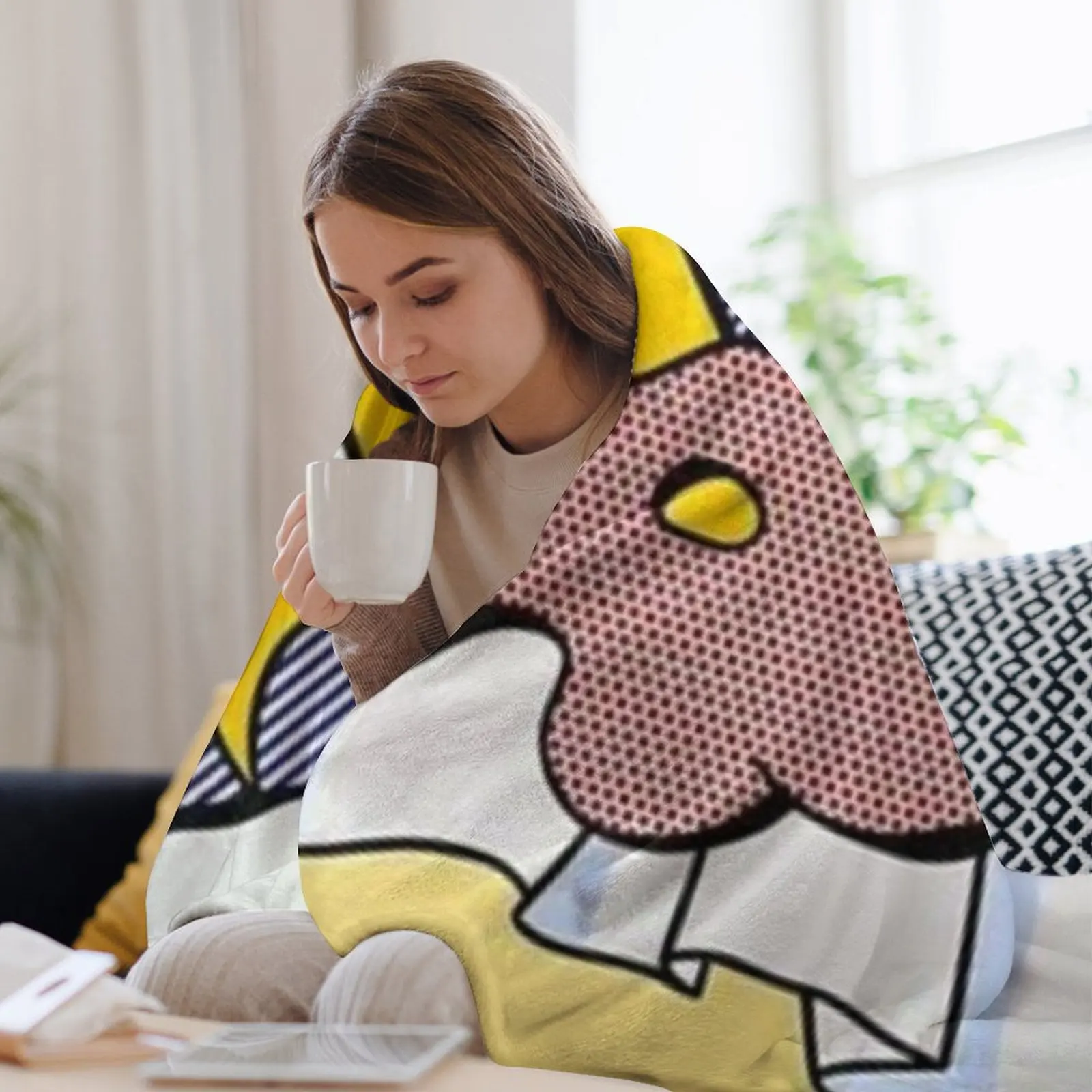 Одеяло телесного цвета на пляже by roy lichtenstein дорожные теплые зимние одеяла