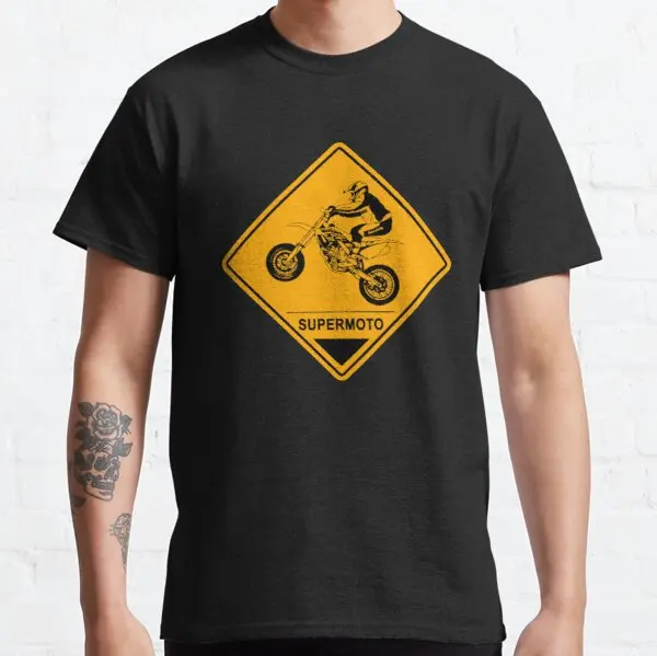 

Supermoto Racing Road Sign t shirt for BMW BSA KYMCO HONDA Daelim Triumph Bimota