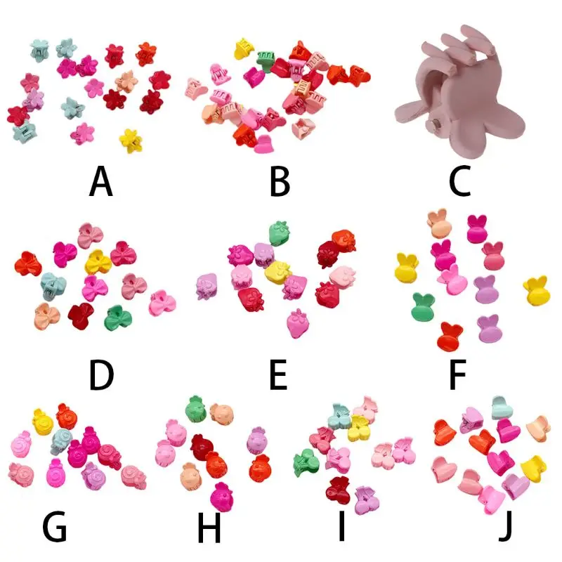 

Child Girls Cute Flower Bunny Fruit Shaped Mini Side Hair Claws Grab Plastic Sweet Candy Color Cute Hairpin Clips Barrettes