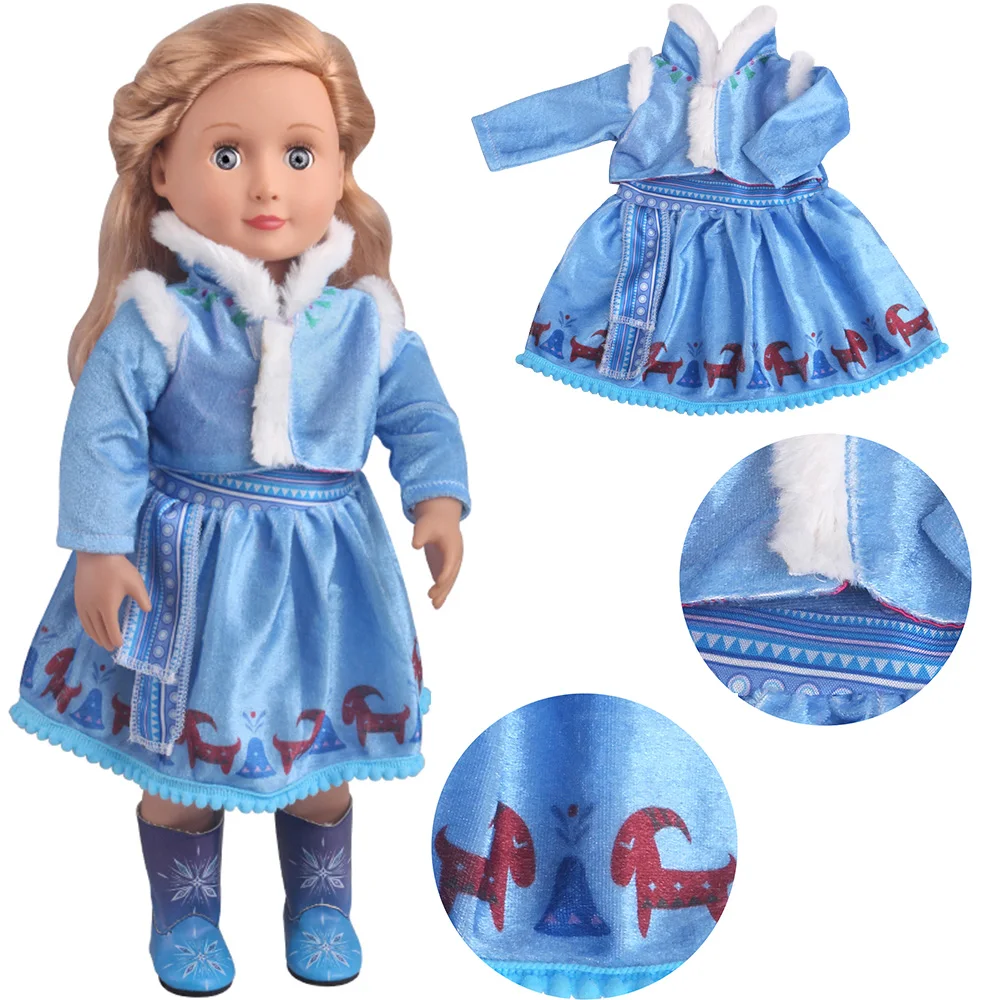 

Doll Clothes Blue Queen Battle Dress Wardrobe 18 Inch American Og Girl Doll 43 CM Reborn Baby Doll DIY Toy Gift c872