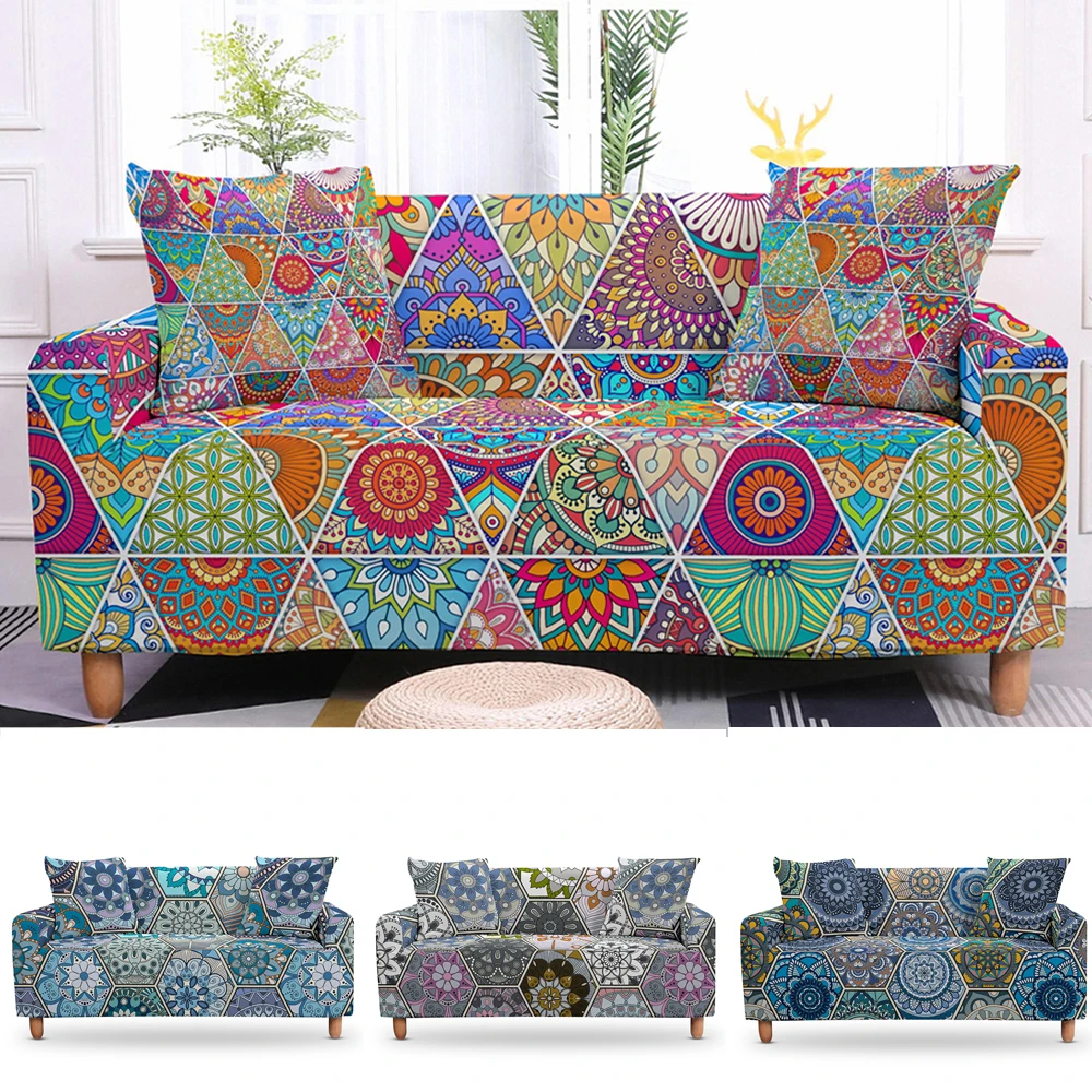 

Mandala Print Stretch Sover Cover for Living Room Elastic Case for Sectional Corner Sofa Cover Mandala Universal Armchair Covers
