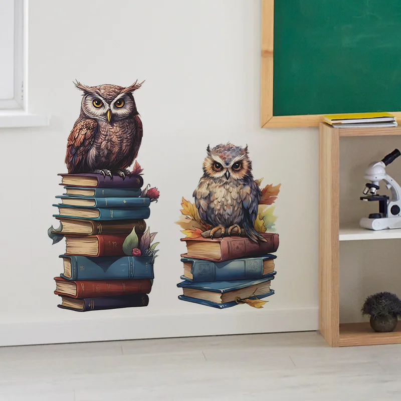 Симпатичная Сова на книгах 3D Виниловые наклейки стену постер для украшения дома
