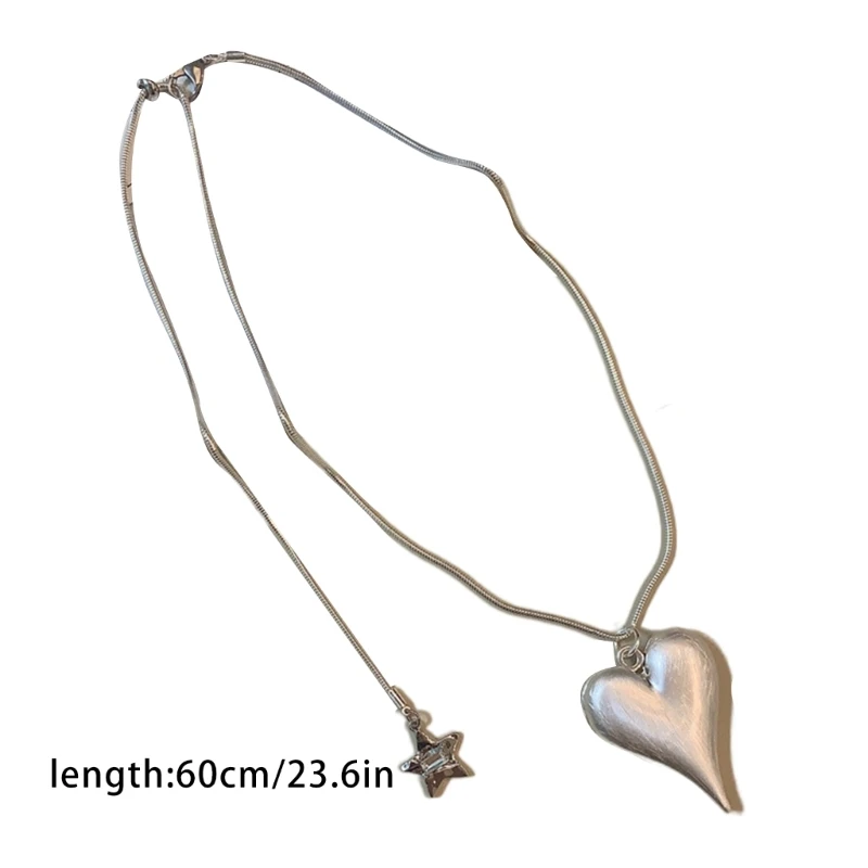 Модное серебряное ожерелье с подвеской в ​​виде большого сердца для женщин