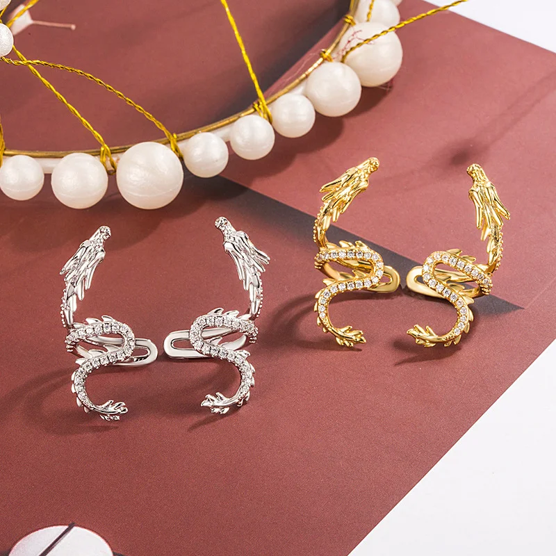 Стильные Простые серьги-клипсы В Форме Дракона