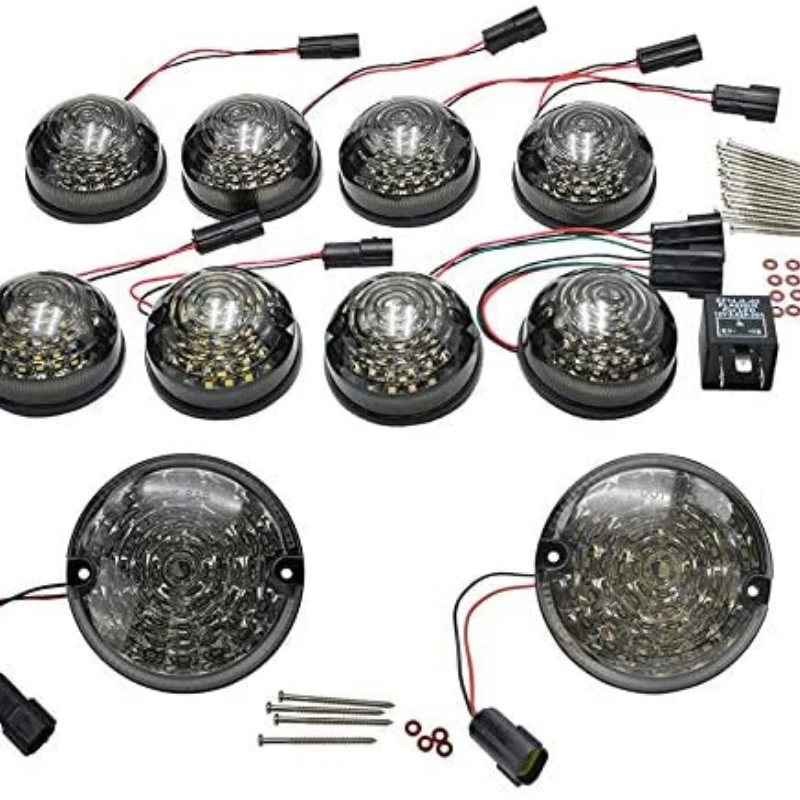 

10pcs Upgrade Smoked Len Round Led Indicator Light Rear Tail Lamp Fog Reverse Front Side Light