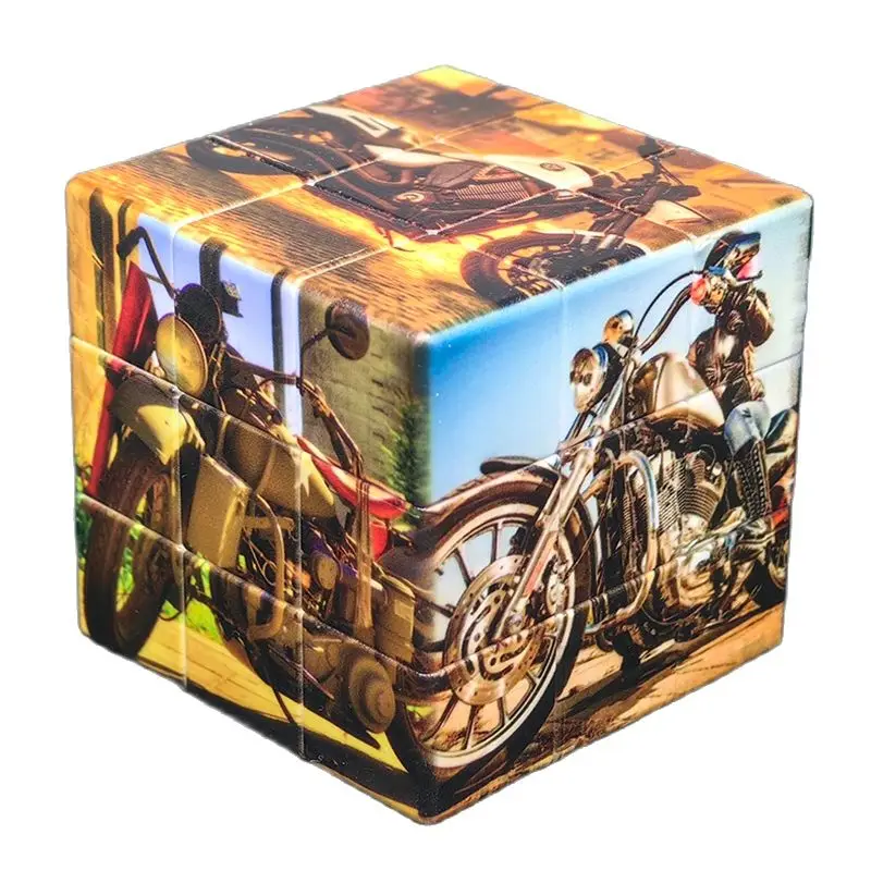 

Новый профессиональный магический куб 3x3x3 головоломка с узором мотоцикла скоростная Волшебная детская игрушка для раннего развития подарок фотоигра
