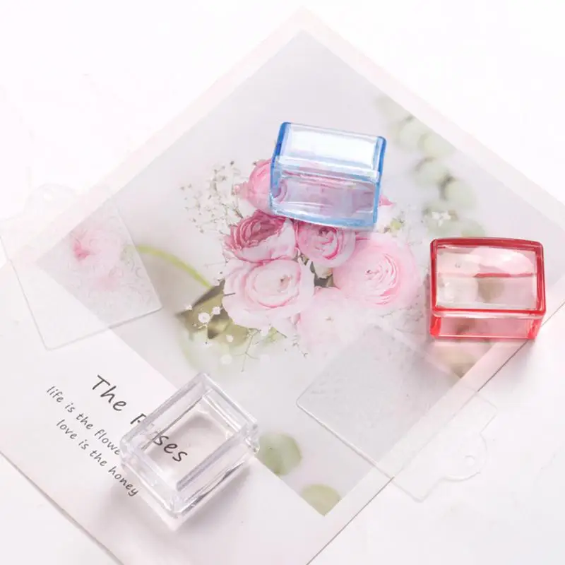 Штамп для дизайна ногтей скребок прозрачная красная синяя силиконовая пластина