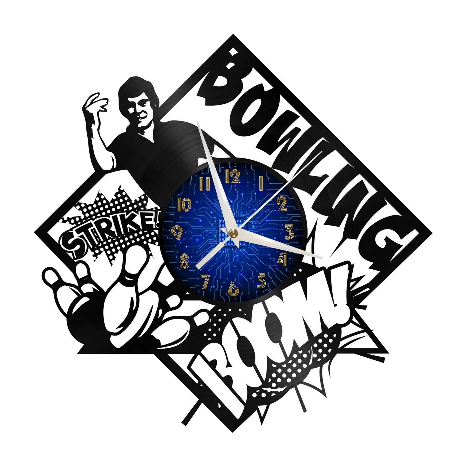

Play Bowling Vinyl Record Wall Clock for Kitchen Wall Decor Wall Art