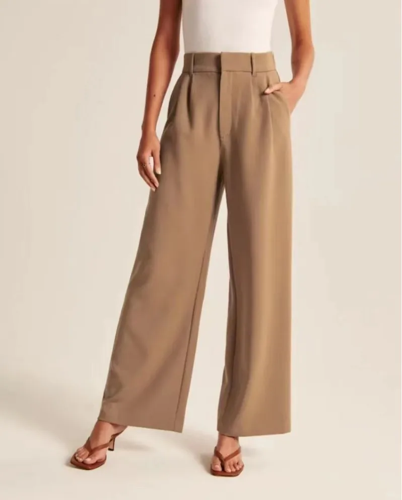 2023 Spring New Women's Casual Pants, Commuter Drape Thin High-waisted Suit Wide Leg Pants