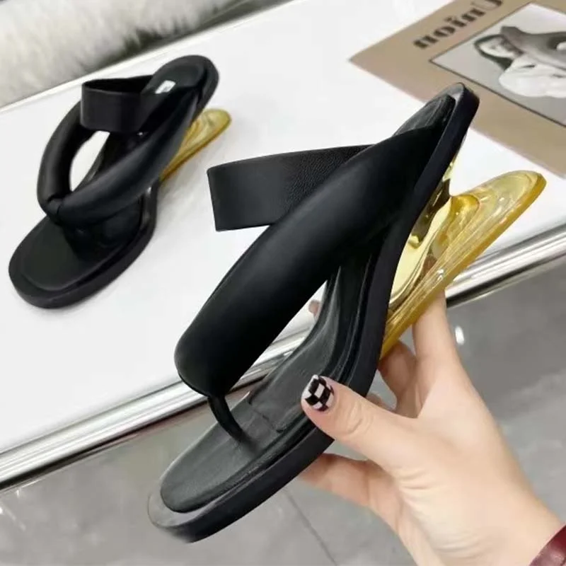 

Сандалии женские на платформе, пикантные тапочки с ремешком на щиколотке, на блочном каблуке, однотонные модные туфли-лодочки, лето