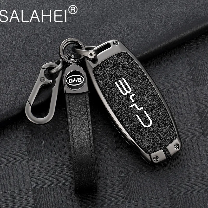

Leather Key Cover Zinc Alloy Car Key Case Protector For BYD Song Pro Qin Han EV Max Tang DM 2018 2019 2020 2021 2022 Accessories