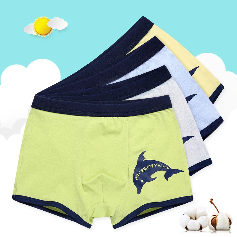 

4 шт./Лот, хлопковые трусы-боксеры для мальчиков 2-16 лет