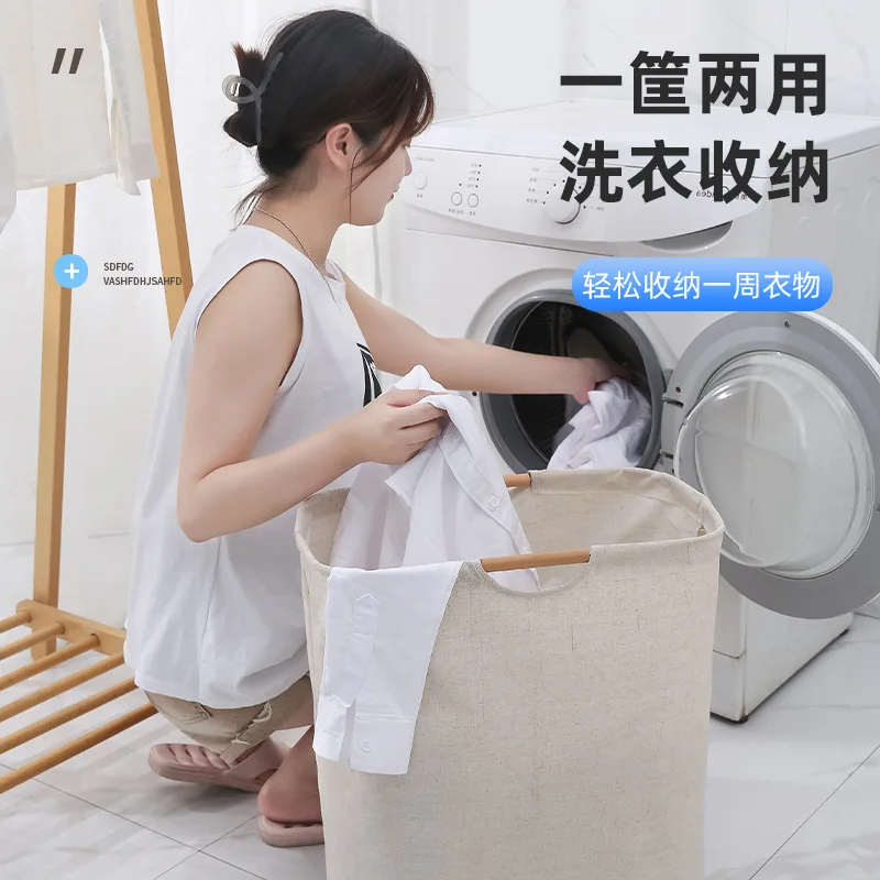 

Nordic Cotton Linen Dirty Clothes Basket Dirty Clothes Household Storage Bag Dormitory Clothes Basket Toy Folding Household