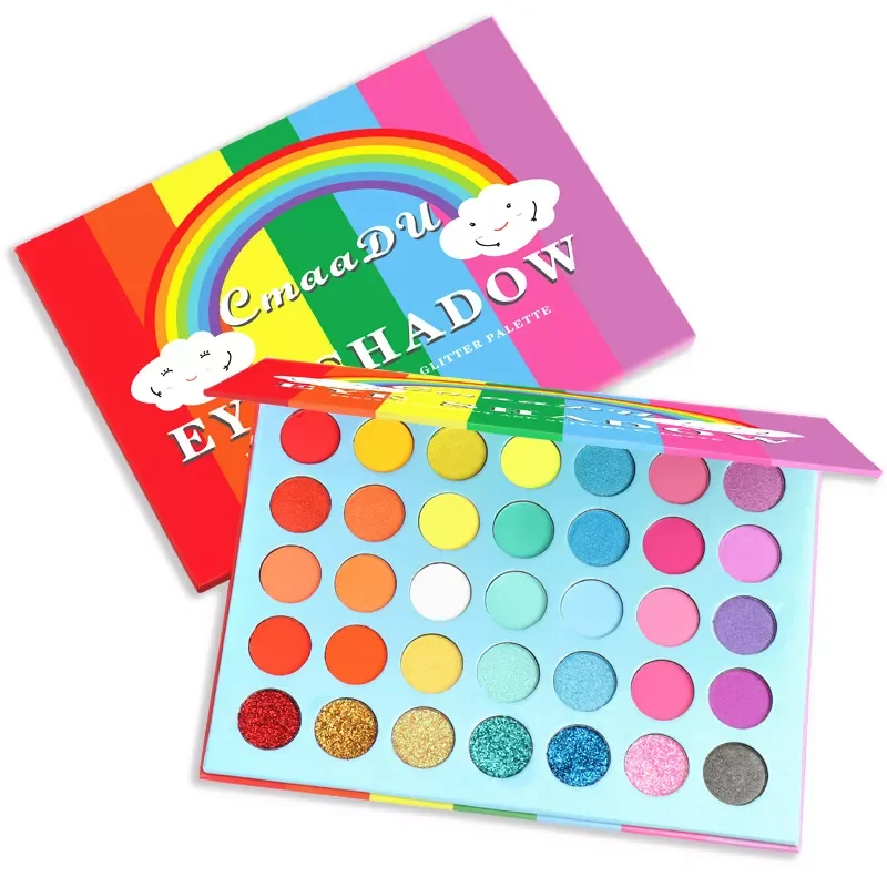 

NEW 1PC 35 Color Rainbow Matte Eyeshadow Makeup Pallete Sequin Metallic Eyeshadow Pallete Waterproof Glitter Eye Makeup TSLM1