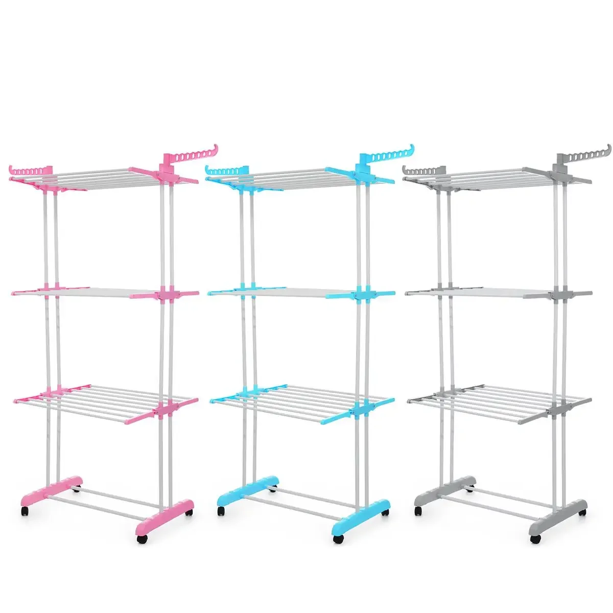 

Multi-function Coat Rack Foldable Clothes Dryer Floor Standing Clothes Drying Rack Vertical Clothes Hanger on Wheels