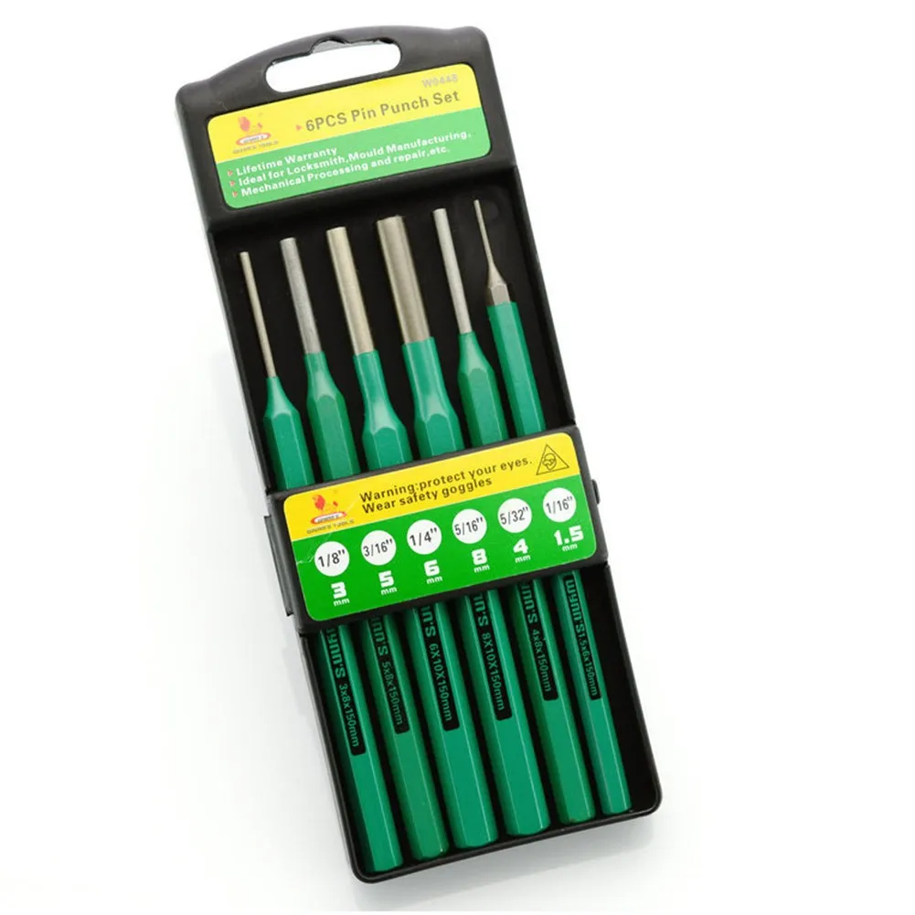 

Heavy Duty Punch Set Multiple Roll Pin Tool 1.5mm 3mm 6mm 6pcs Anti-rust