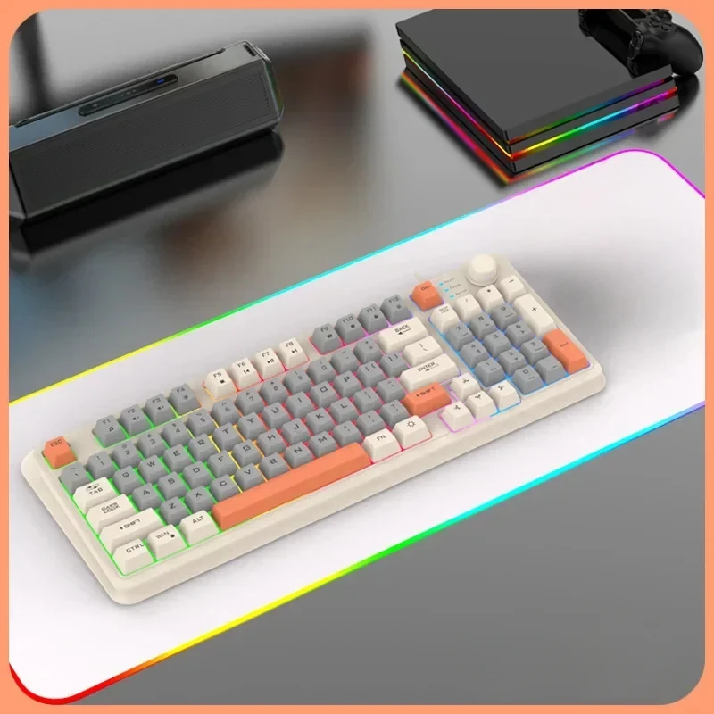 Оригинальная Проводная клавиатура для компьютерных игр трехцветная с