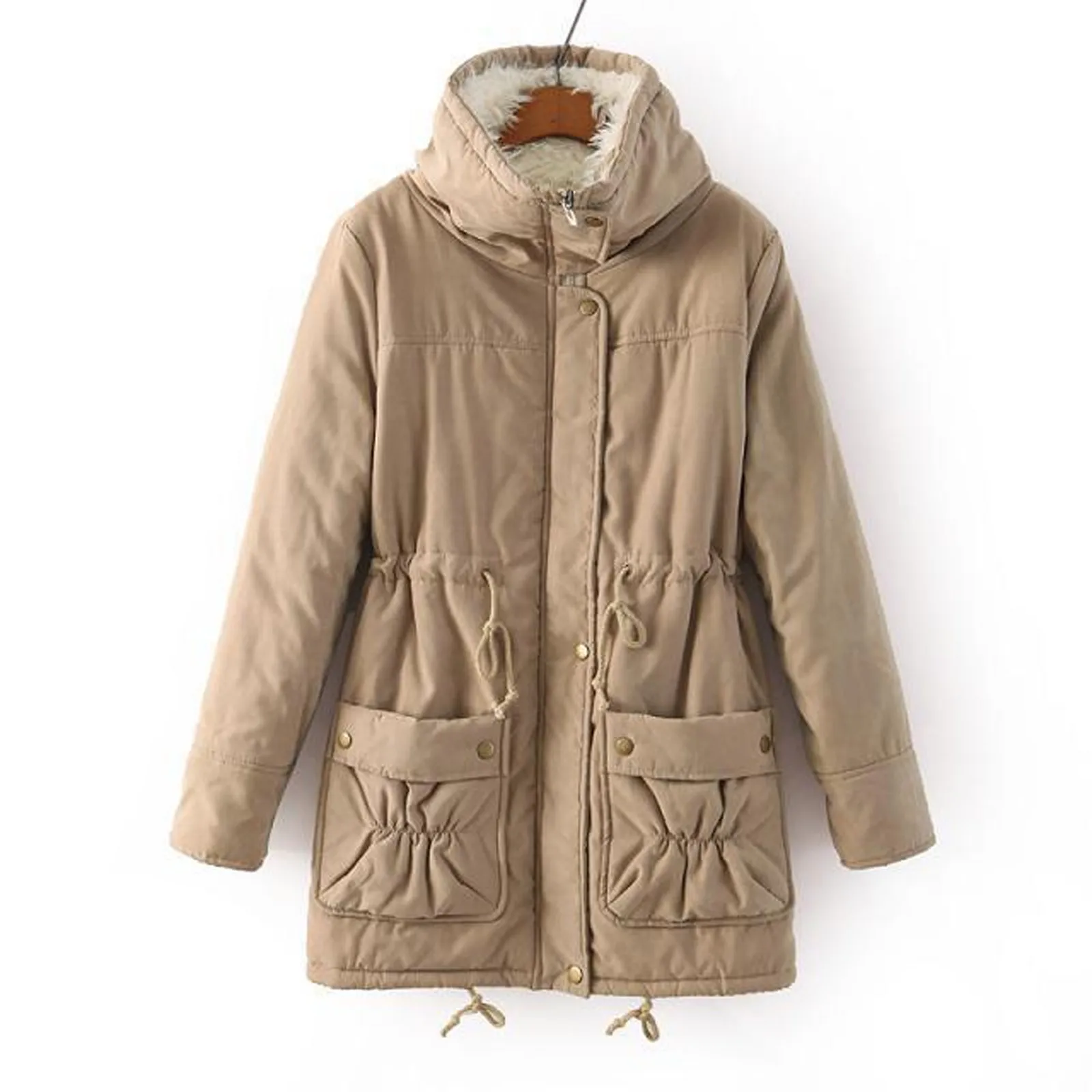 

Womens Thickened Overcoat Mid-Length Solid Color 25k Jacket Womens Lightweight Sports Jackets Womens Fleece Hooded Jackets