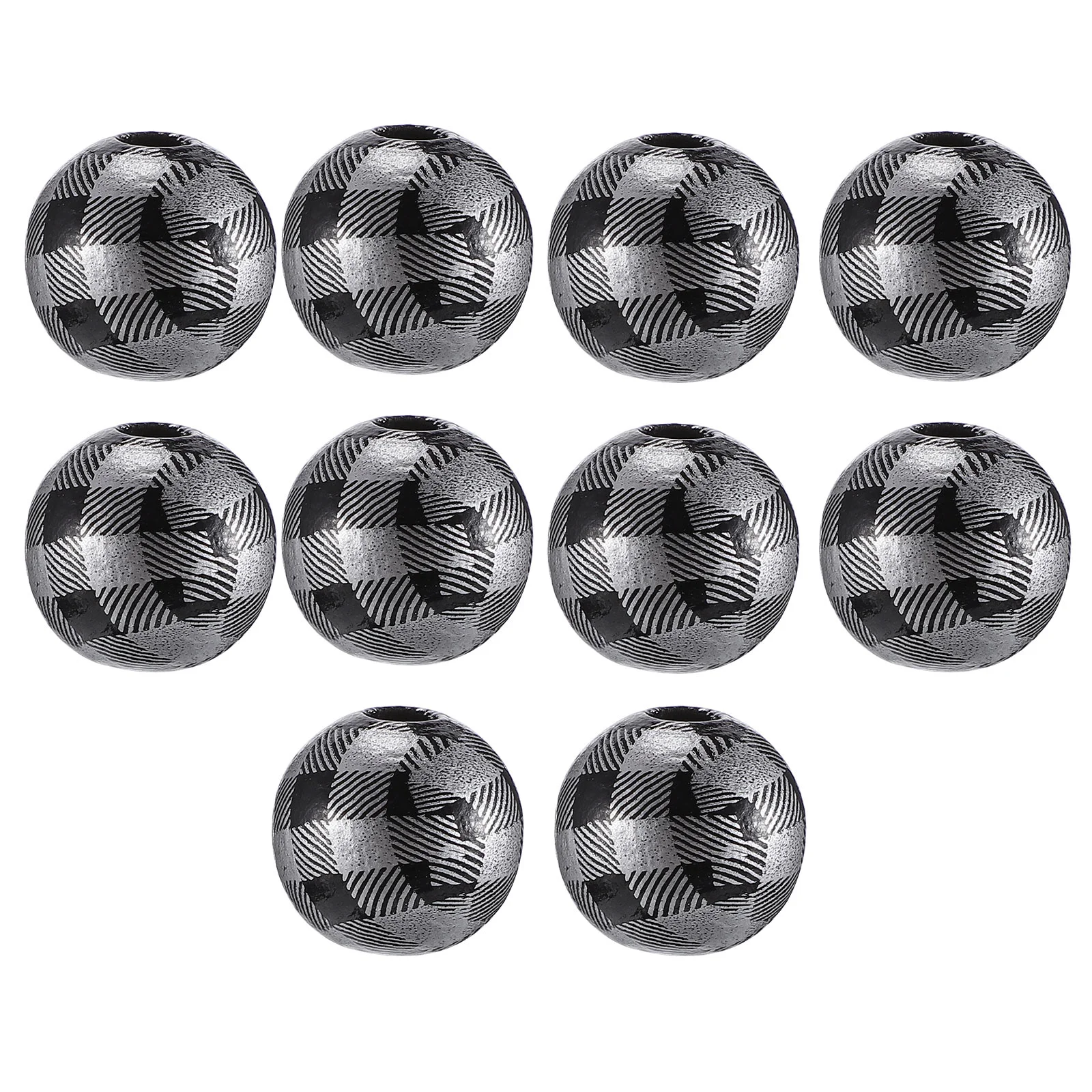 

Beads Wood Bead Plaid Wooden Christmas Plain Spacer Loose Round Bracelet Jewelry Buffalo Crafts Making Garland White Black